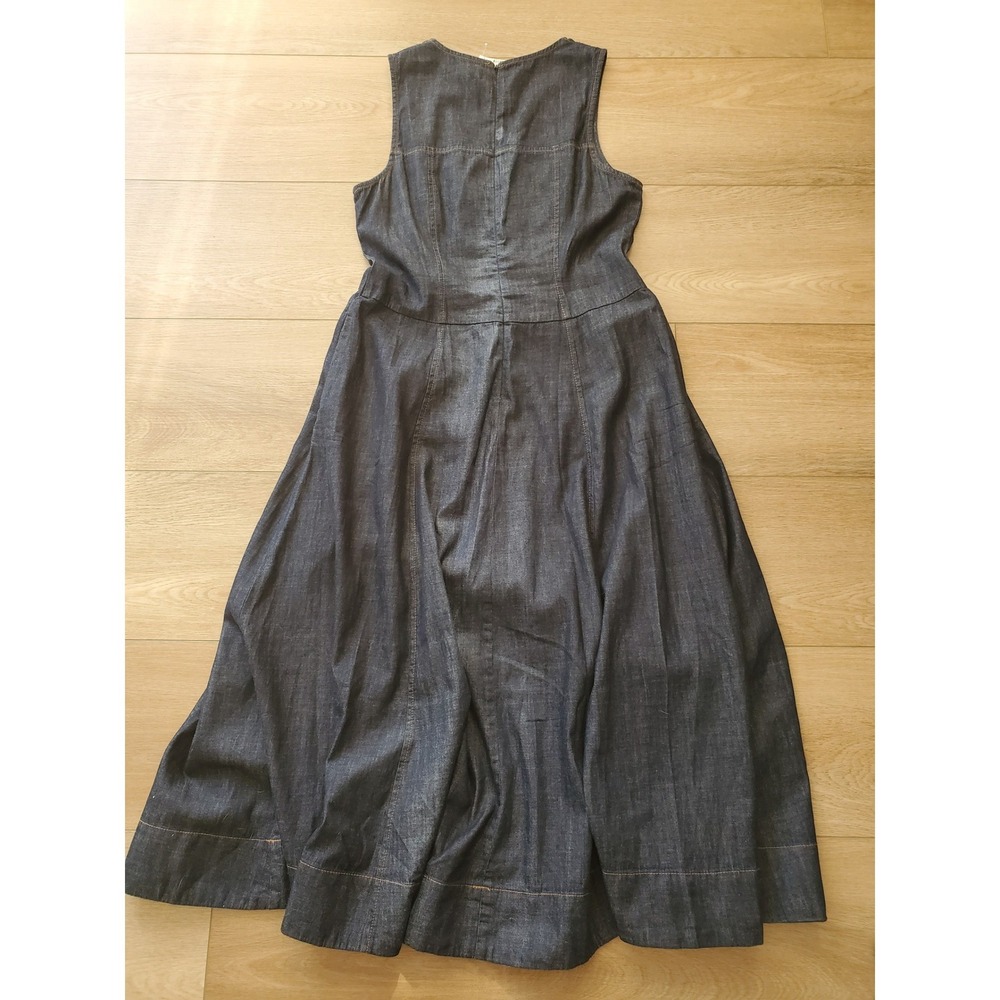 Madewell Denim V-Neck Maxi Dress 100% Cotton Sleeveless Size 12 - Picture 11 of 16